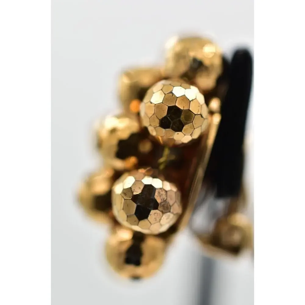 Laguna Vintage Clip On Crystal Earrings Bronze Disco Ball Signed 1950s BinBK